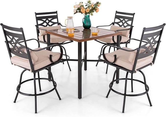 Sophia & William Outdoor Patio Bar Set 5 Piece High Dining Table and Chairs by SophiaWilliam