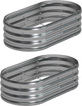 4x2x1ft Galvanized Oval Raised Garden Bed, Outdoor Planter Box Metal Patio Kit by Foxlang