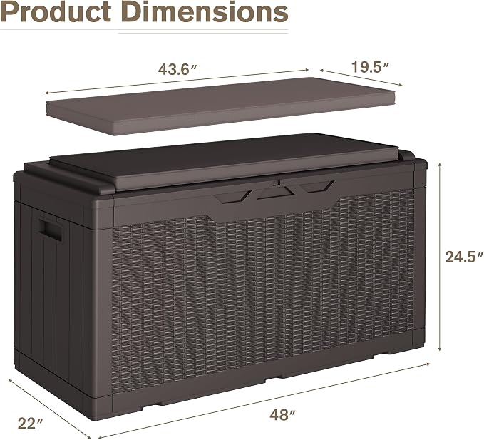 JUMMICO 100 Gallon Resin Deck Box - Image 2