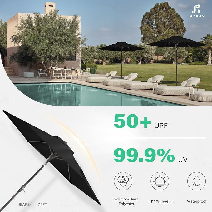 JEAREY 7.5FT Patio Umbrella Market Table Umbrella - Image 3
