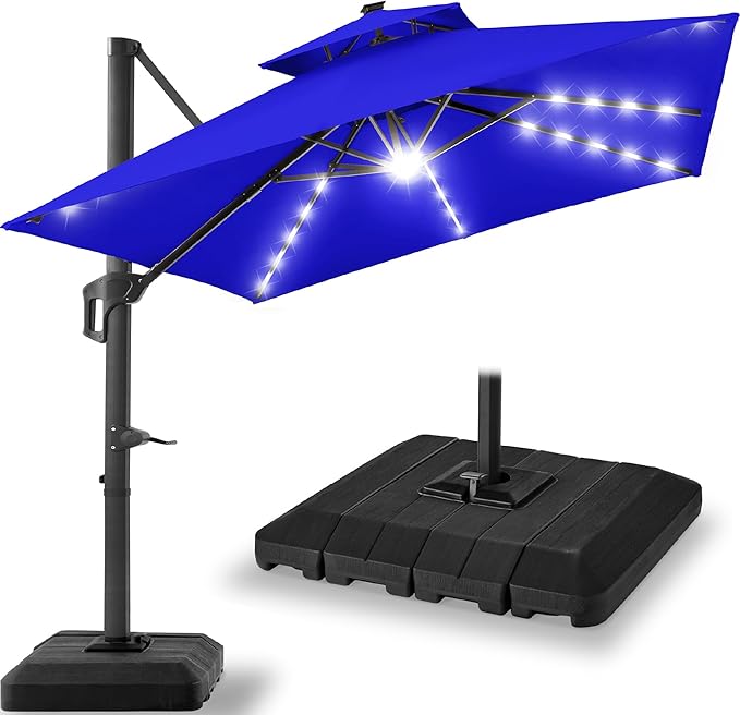 Best Choice Products 12x12ft LED Cantilever Patio Umbrella w/Base Included & by BestChoiceProducts