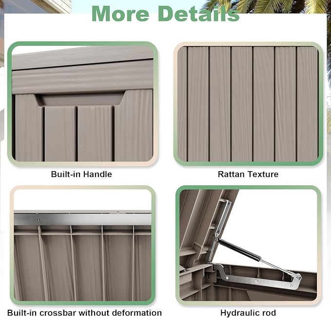 DRATO 80 Gallon Large Deck Box, Outdoor Storage Box - Image 4