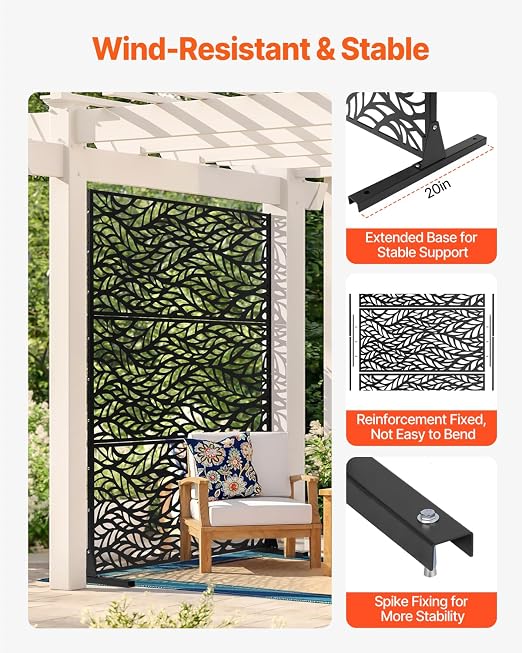 VEVOR Metal Privacy Screen, Outdoor Privacy Screens & Panels, Freestanding - Image 3