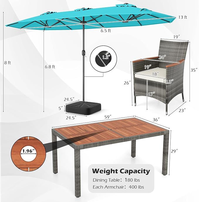 Tangkula 9 Piece Rattan Outdoor Dining Set - Image 6