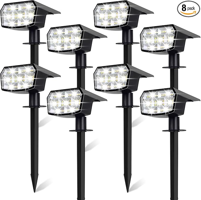Sucolite 8-Pack Solar Spot Lights Outdoor Waterproof IP65, 3 Lighting Modes by Sucolite