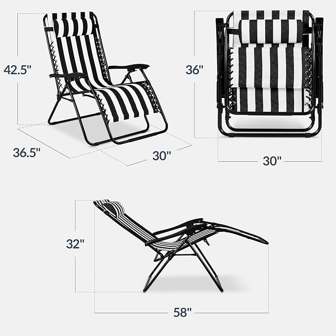 Best Choice Products Set of 2 Extra Wide Adjustable Steel Mesh Zero Gravity - Image 3