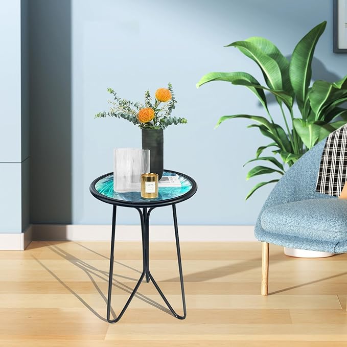LIFFY Patio Side Table, Small Round End Table, Metal Side Table Outdoor - Image 6