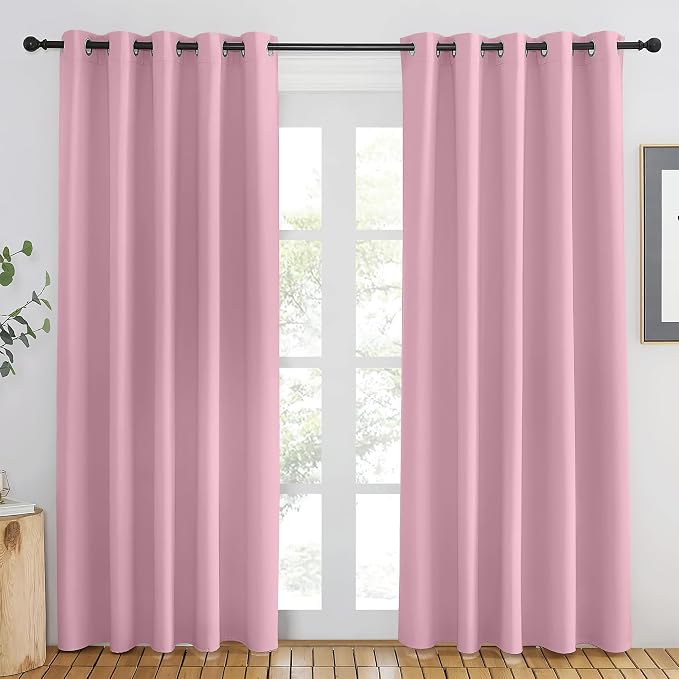 NICETOWN Rouge Pink Blackout Curtains 84 inch Length, Grommet Top Room by NICETOWN