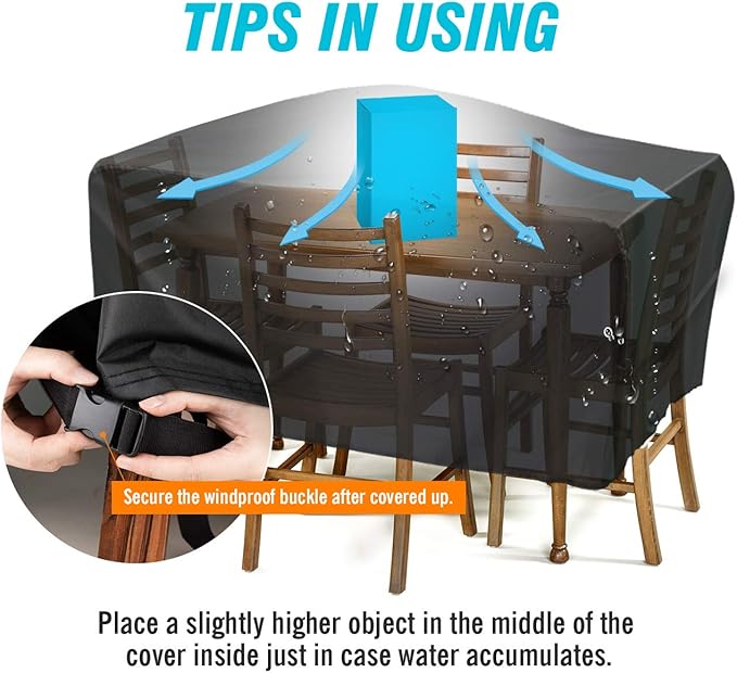 Velway Patio Furniture Cover Outdoor, Waterproof Rectangular Patio Table Chair - Image 5