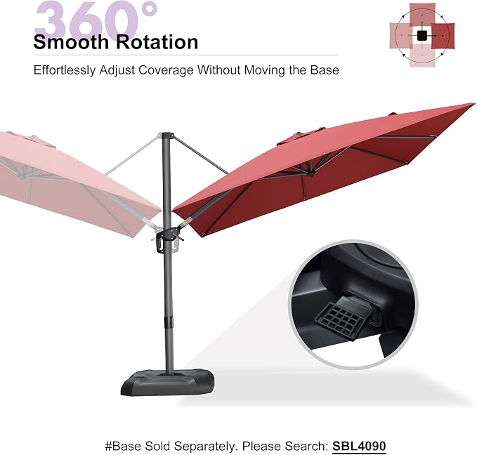 PURPLE LEAF 9 Feet Square Cantilever Umbrella Patio Umbrella - Image 8