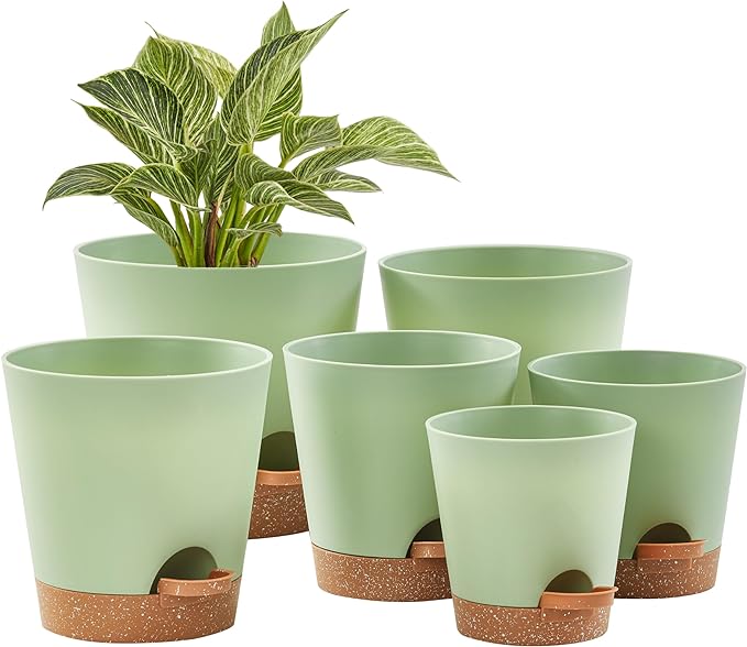 FaithLand 6-Pack Green Self Watering Planter Pots by FaithLand