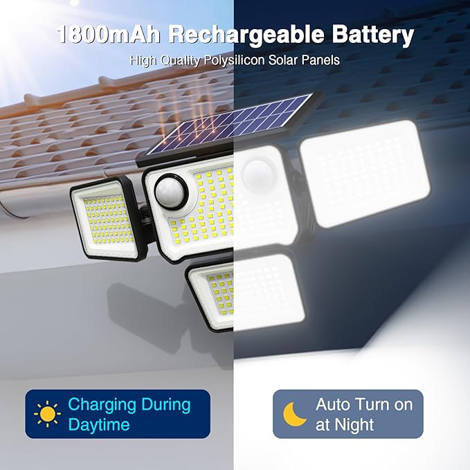 4500LM Solar Lights Outdoor Waterproof, 254 LED Solar Flood Lights Outdoor - Image 7