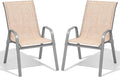 Patio Chairs Set of 2, Easily Set Up Stackable Outdoor Dining Chairs by Dovov