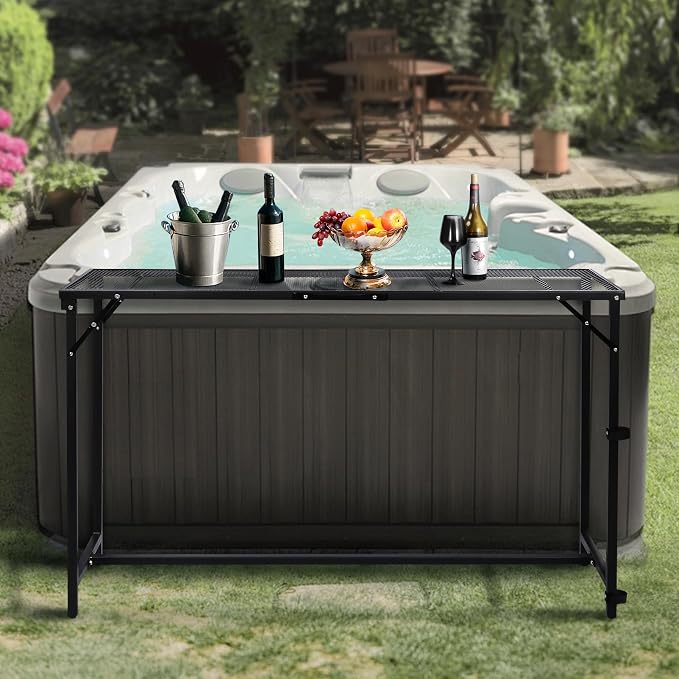 REDCAMP 55 Inch Outdoor Bar Table, Folding Paito Bar Height Hot Tub Table - Image 2