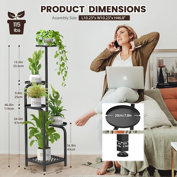 TOSKING 5 Tier Tall Plant Stand Indoor Outdoor, Heavy Duty Corner Shelf - Image 4