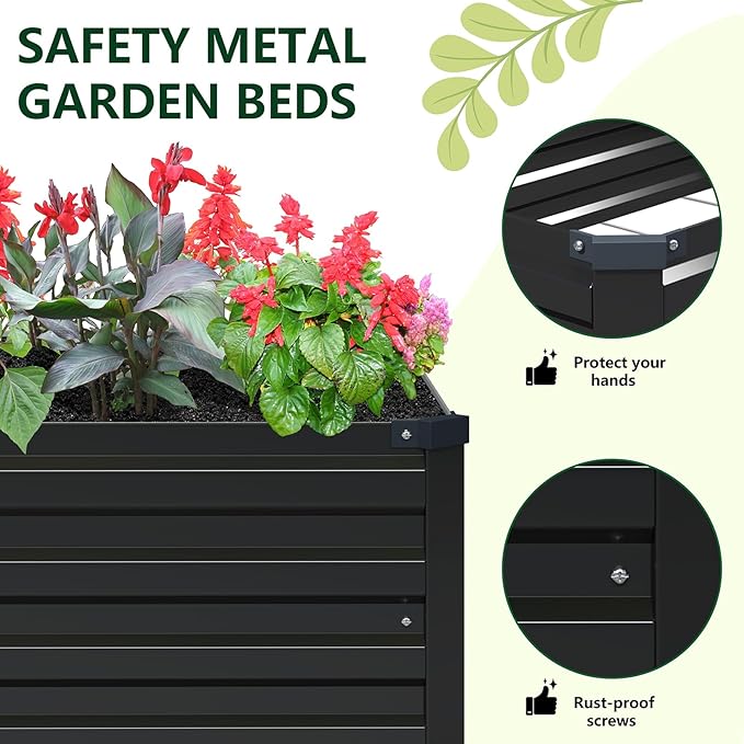 Vengarus 6x3x1FT Galvanized Raised Garden Bed Kit, Outdoor Metal Planter Box - Image 4