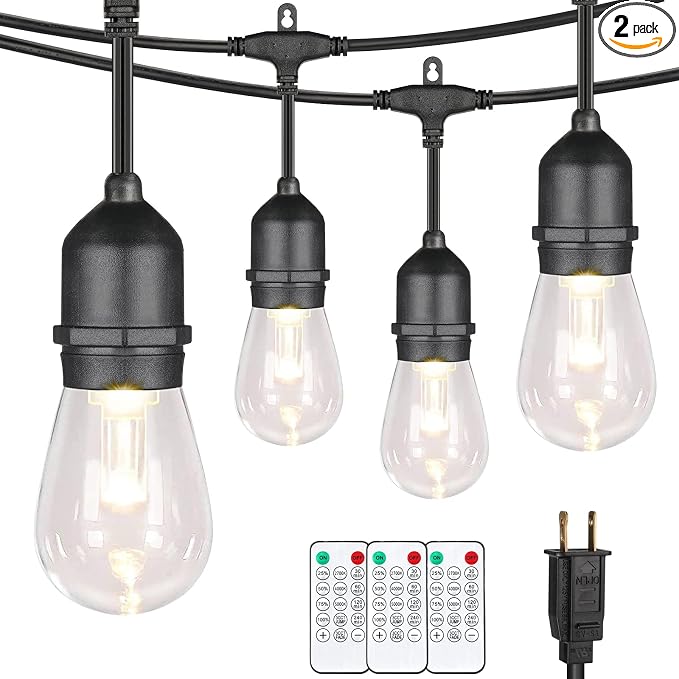 Mlambert 96Ft 3-Color in 1 48Ft LED Dimmable Outdoor String Lights by Mlambert