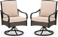 PHI VILLA Patio Swivel Chairs Set of 2, Heavy Duty Outdoor Metal Wicker Dining by PHIVILLAThepioneerofcomfortablehouseholdsupplies
