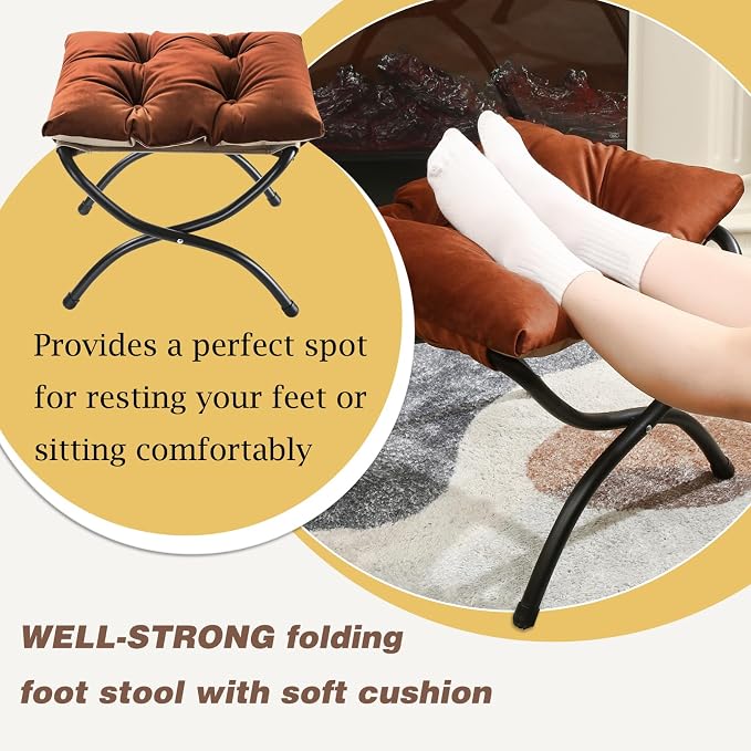 15" Foldable Foot Stool Ottoman - Image 4