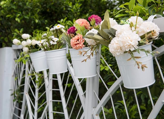 Dahey 10 Pcs Hanging Flower Pots Metal Iron Bucket Planter - Image 4