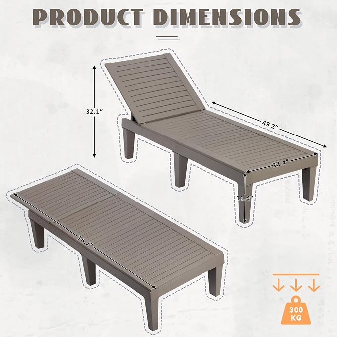 Lounge Chair, Pool Lounge Chairs Set of 2, Lounge Chair Outdoor, Waterproof Sun - Image 3