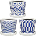 Small Ceramic Pots for Plants, 4.7 inch Blue and White Plant Pot Indoor by Oairse