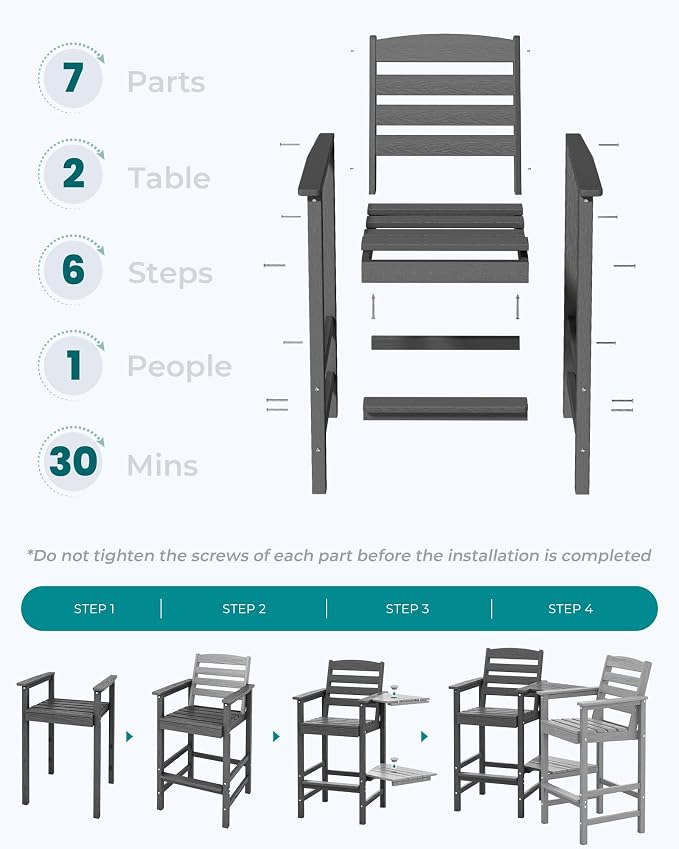 SERWALL Tall Adirondack Chairs Set of 2 - Image 6