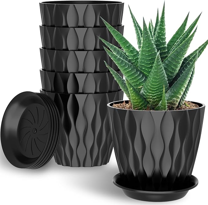 6 Pack 7 Inch Indoor Plant Pots by Unknown