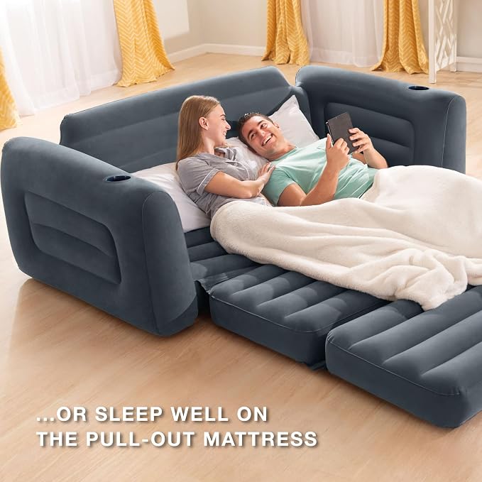 Intex Inflatable Pull-Out Sofa: Velvety Surface, 2-in-1 Valve - Image 5