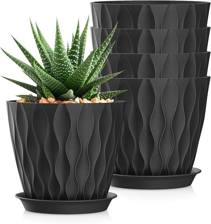 7 Inch Plant Pots 5 Pack, Flower Planters by SQKH