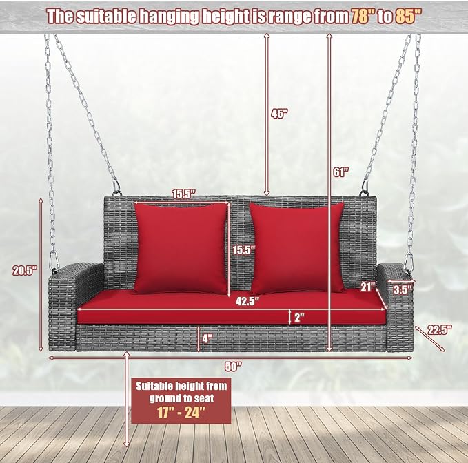 RELAX4LIFE 2-Person Porch Swing Bench - Image 8