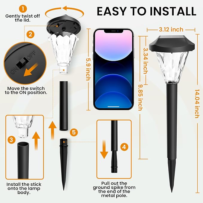 GIGALUMI 10 Pack Solar Lights Outdoor Waterproof, Outdoor Solar Lights - Image 3