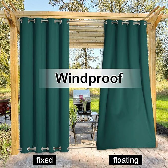 NICETOWN Outdoor Patio Curtain Extra Long Drape 120" L Waterproof/Windproof - Image 4