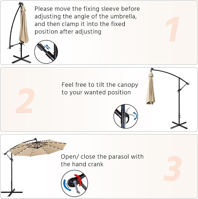 Yaheetech 10FT Solar Offset Umbrella - Image 8