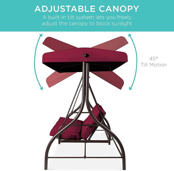 Best Choice Products 3-Seat Outdoor Large Converting Canopy Swing Glider - Image 5