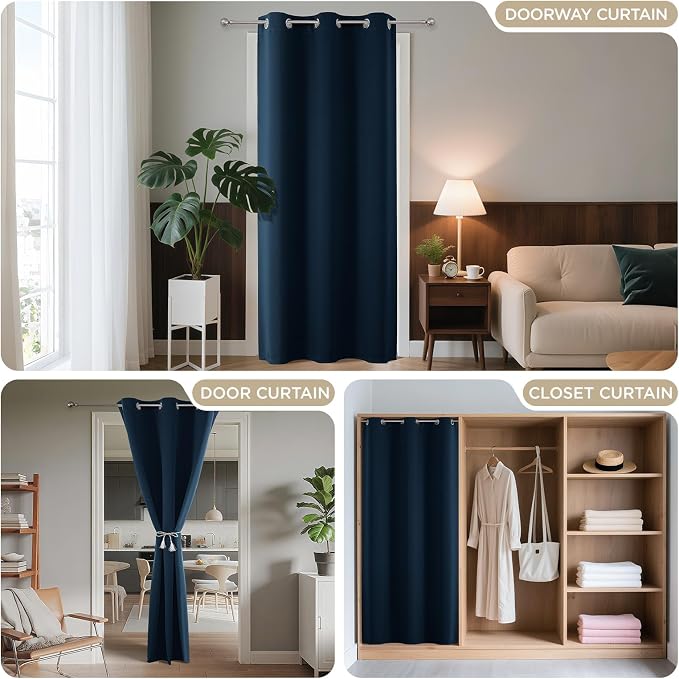 Joydeco Blackout Door Curtain for Doorway Privacy 72 Inches Long, Grommet - Image 4