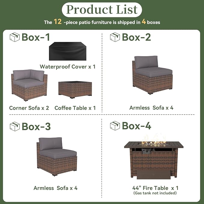 Aoxun 12 Piece Patio Furniture Set - Image 5