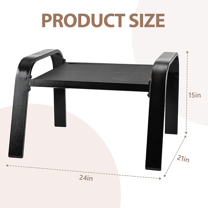 Outdoor Footstools All Weather Ottomans Solid Steel Frame Footrest Seat Side - Image 2