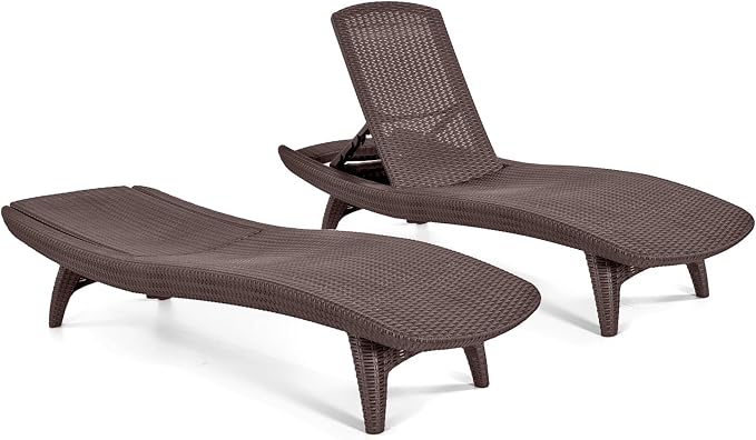 Keter Set of 2 Pacific Sun Lounge Chair Outdoor Chaise Pool Chairs - Image 10