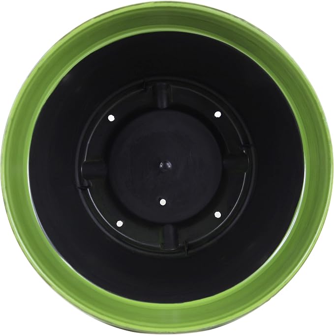 Garden Elements Indoor/Outdoor Glazed Brushed Happy Plastic Planter, Dark Green - Image 3