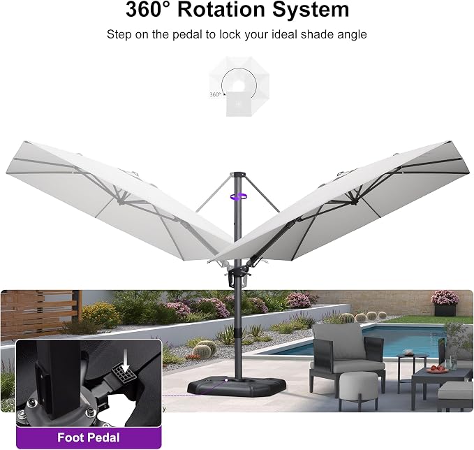 PURPLE LEAF 9' X 12' Left-right Tilt Patio Umbrella Outdoor Cantilever Swivel - Image 7