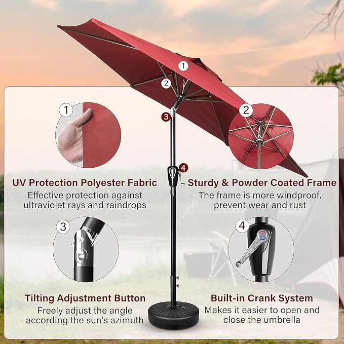 Simple Deluxe 9' Patio Umbrella Outdoor Table Market Yard Umbrella - Image 3