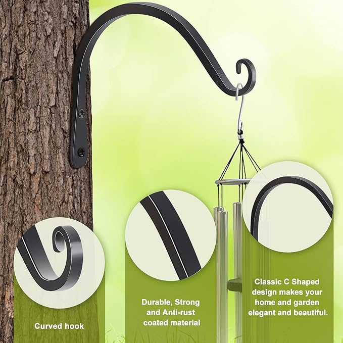 FEED GARDEN 2 Pack 8 Inch Hanging Plant Bracket Wall Hooks Decorative Plant - Image 3