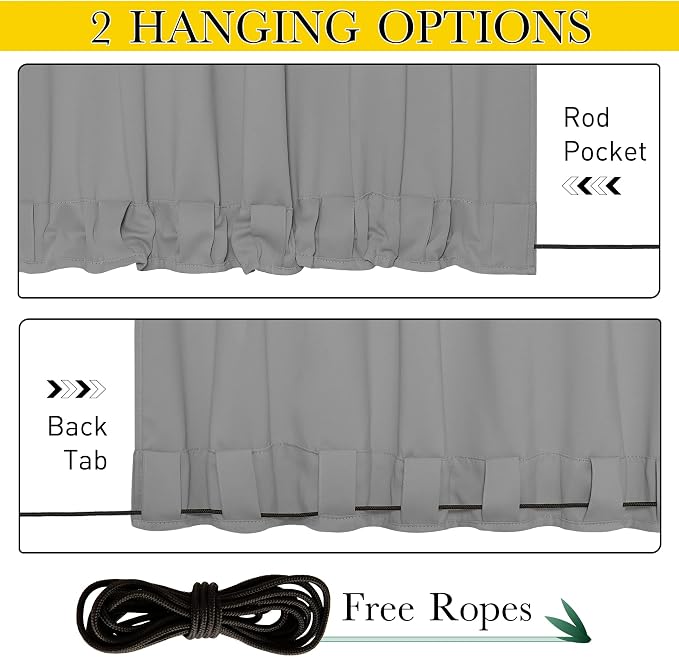 NICETOWN 2 Panels Gazebo Curtains Outdoor Waterproof & Windproof, Top and - Image 3
