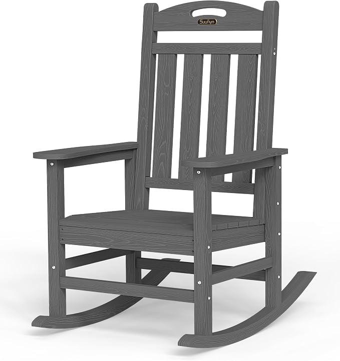 Oversized Outdoor Rocking Chair, HDPE All Weather Resistant Patio Rocking Chair by Suunyn