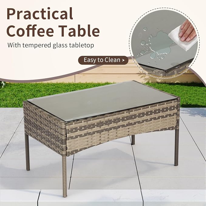 FDW Outdoor Patio Furniture Set Wicker Patio Set PE Rattan Furniture Bistro Set - Image 5