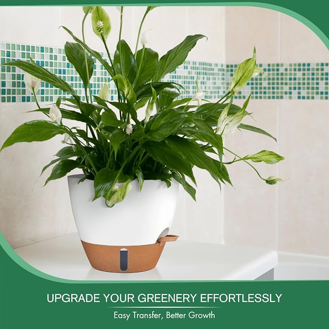 montresor 2 Pack 10 inch Plant Pots, PP Plastic Self Watering Plant Pot - Image 3