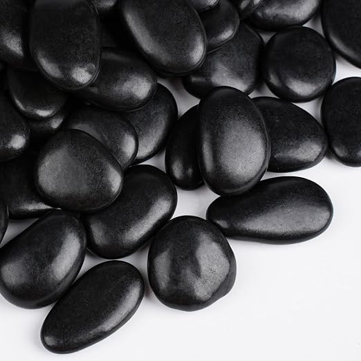 5 lbs Black Rocks for Planters, Polished Garden Stones for Outdoor Landscaping by OutdoorD%C3%A9cor