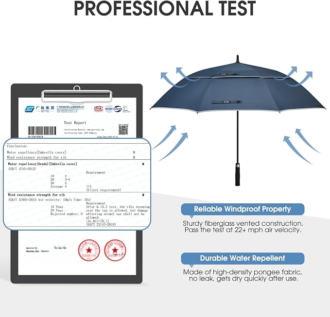 G4Free 47/54/62/68/72 Inch Automatic Open Golf Umbrella Oversize Extra Large - Image 2