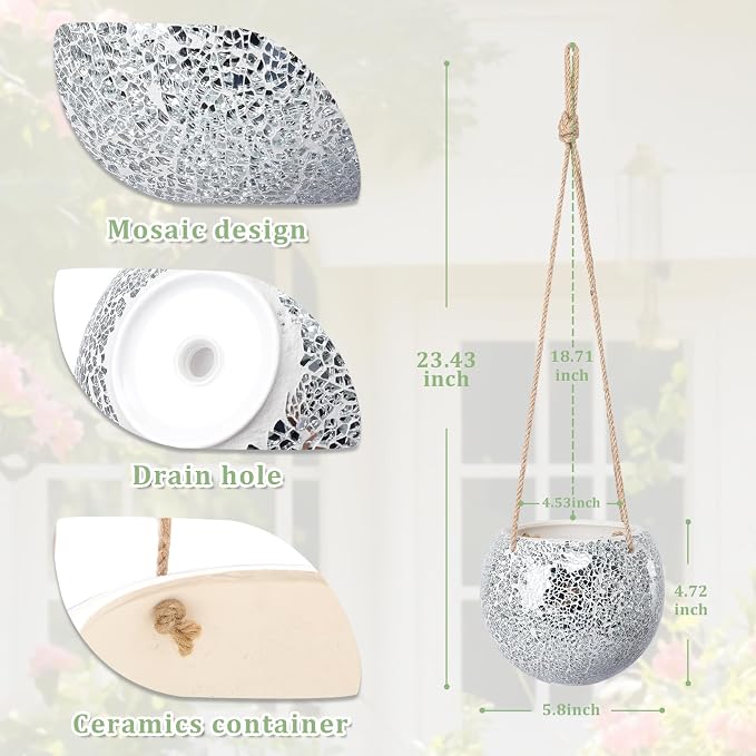 Hanging Planter Mosaic Garden Pot Small Flower Pot - Image 6